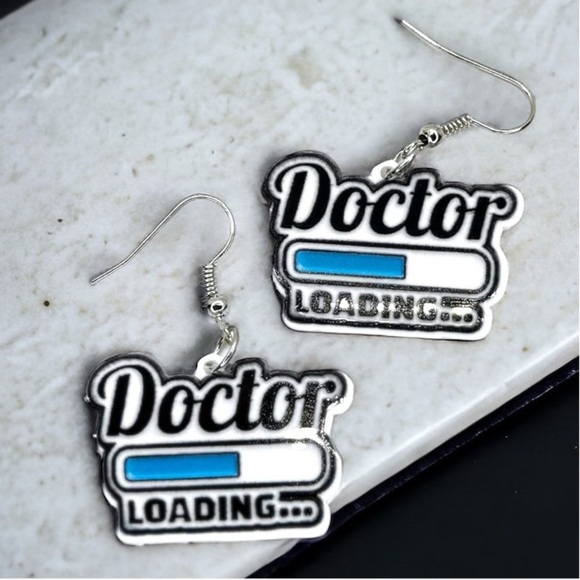 “Doctor Loading” Dangle Earrings - A Prescription for Fun! 🎉 NWT White Coat Gift - Picture 1 of 6